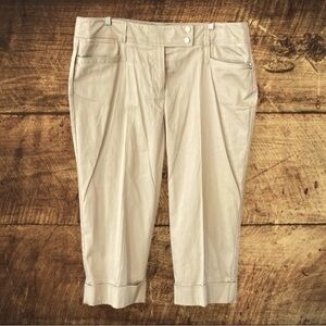 DRESSBARN Size 16 Light Khaki Chino Cuffed Cropped Pants Cotton/Spandex